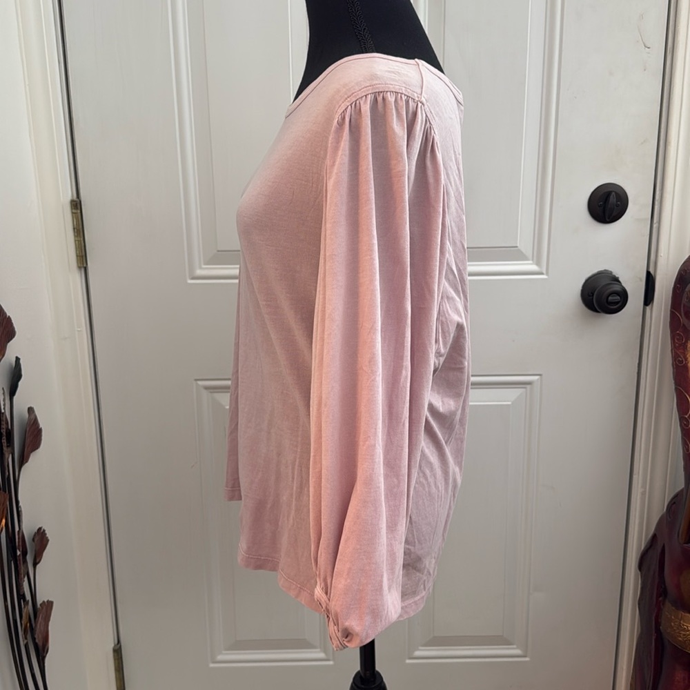 Universal Thread Womens Dusty Pink Lilac Puff Balloon Sleeve Cotton Top Medium - Picture 4 of 15